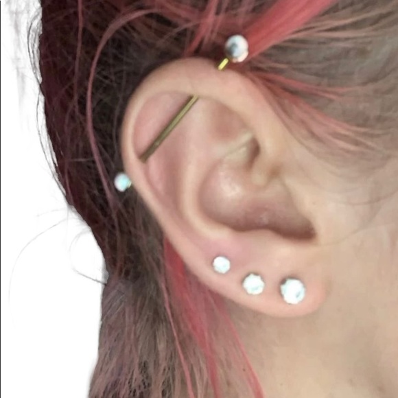 HP 🌿 3 Pair Multi-size Faux Diamond Stud Earrings Unisex Clear Cubic Zirconium - Picture 5 of 12